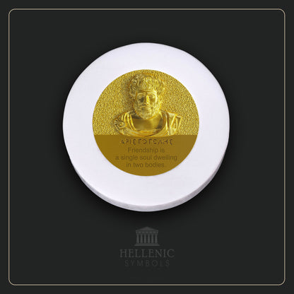 ARISTOTLE QUOTE 3D 1 (English) / Alabaster with Brass