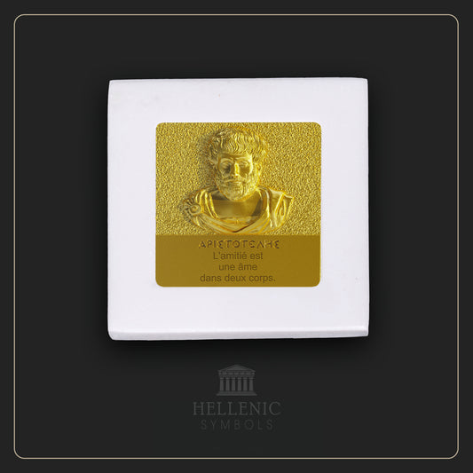 ARISTOTLE QUOTE 3D 1 (French) / Alabaster with Brass