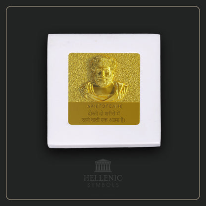 ARISTOTLE QUOTE 3D 1 (Hindi) / Alabaster with Brass