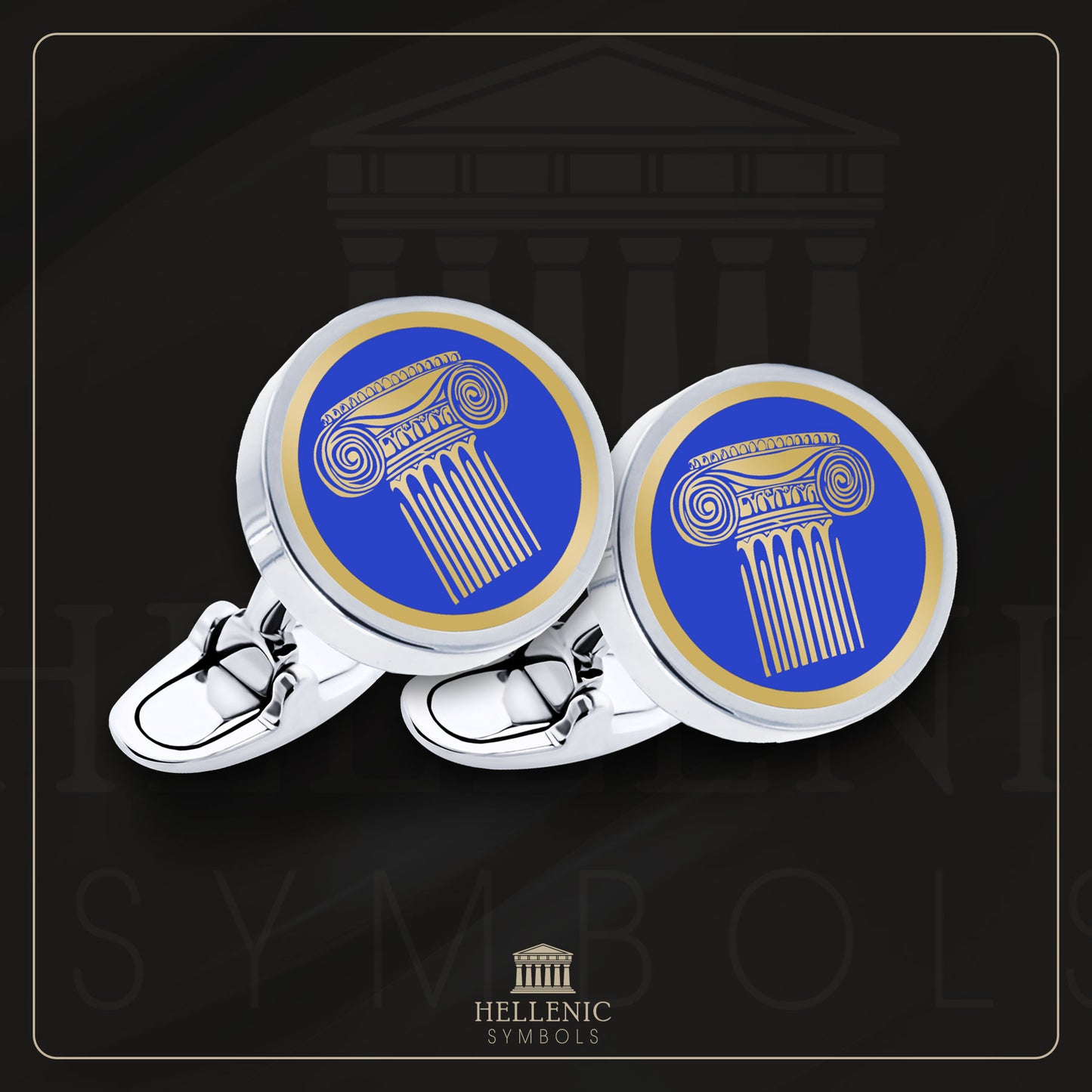 Ionic Column / 925 silver Cufflinks with enamel