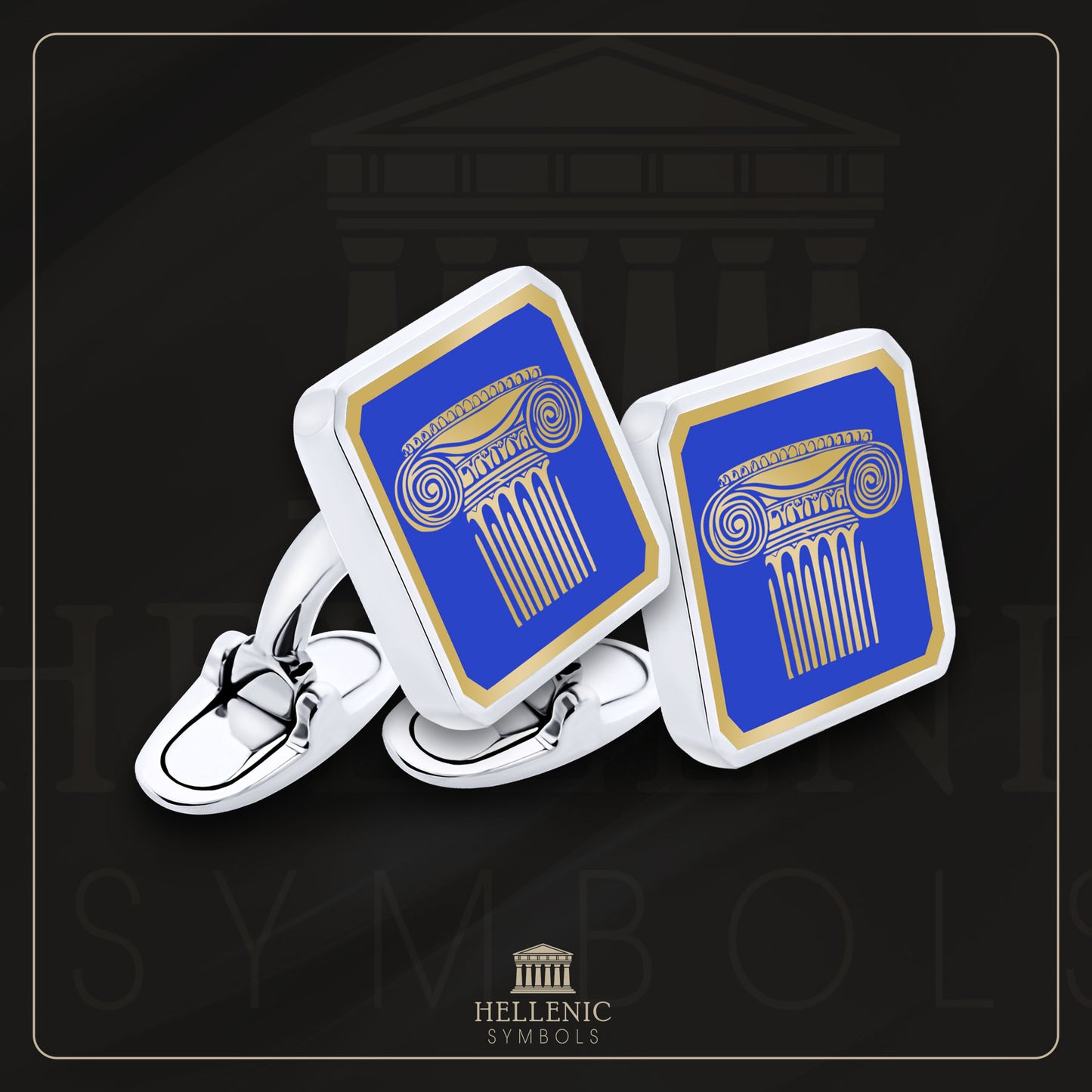 Ionic Column / 925 silver Cufflinks with enamel