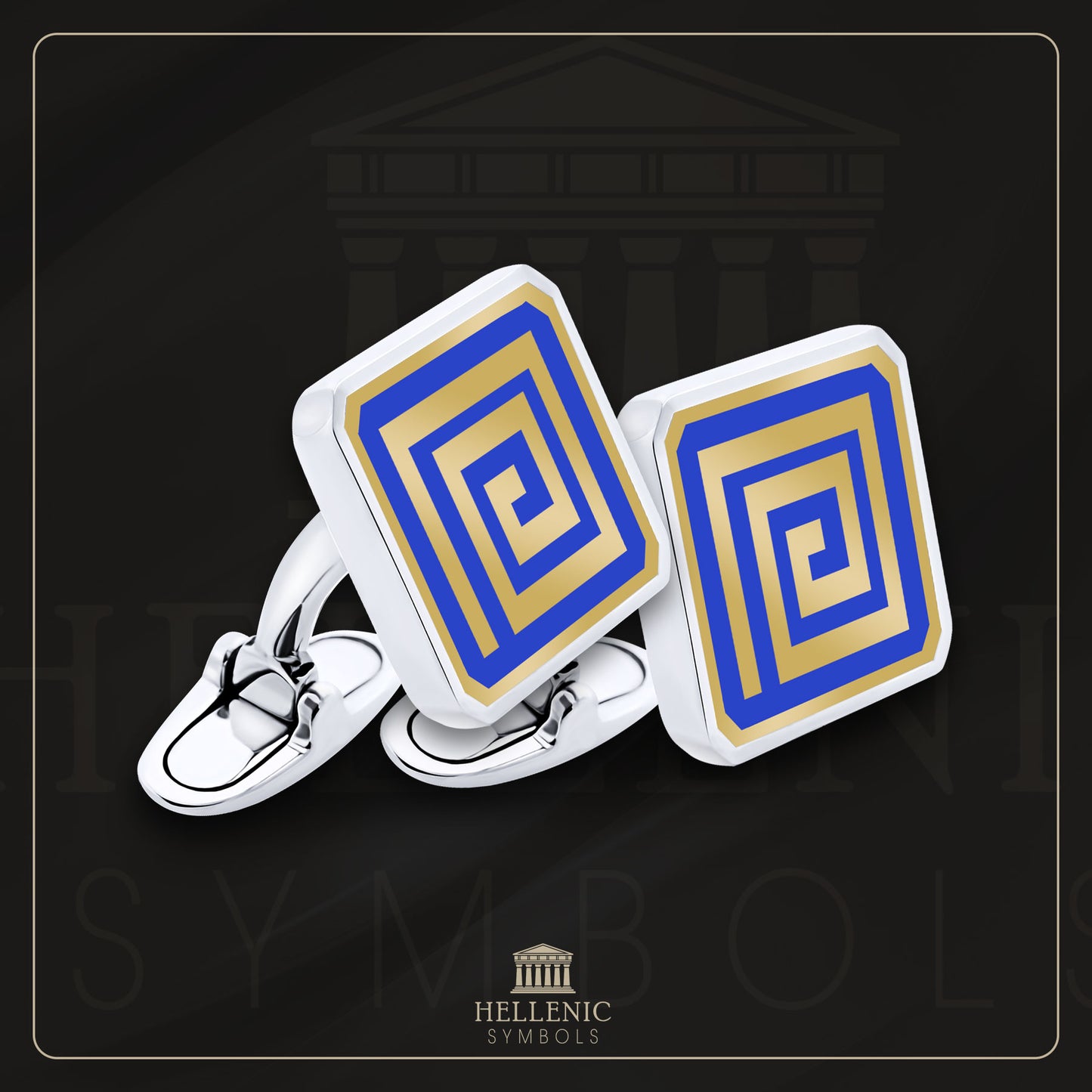 Meander / 925 silver Cufflinks with enamel