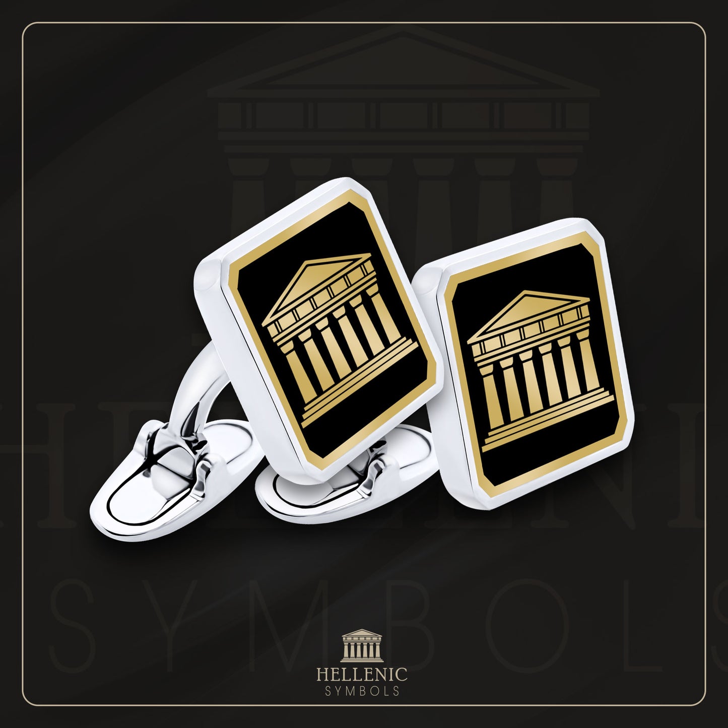 Parthenon / 925 silver Cufflinks with enamel