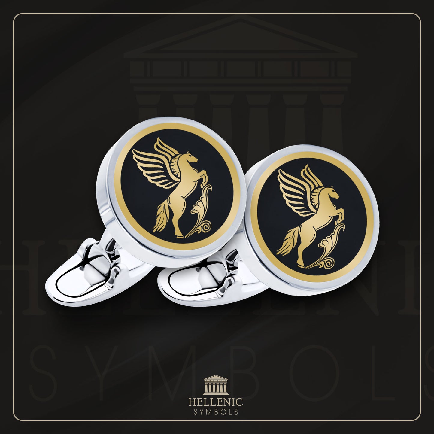 Pegasus / 925 silver Cufflinks with enamel