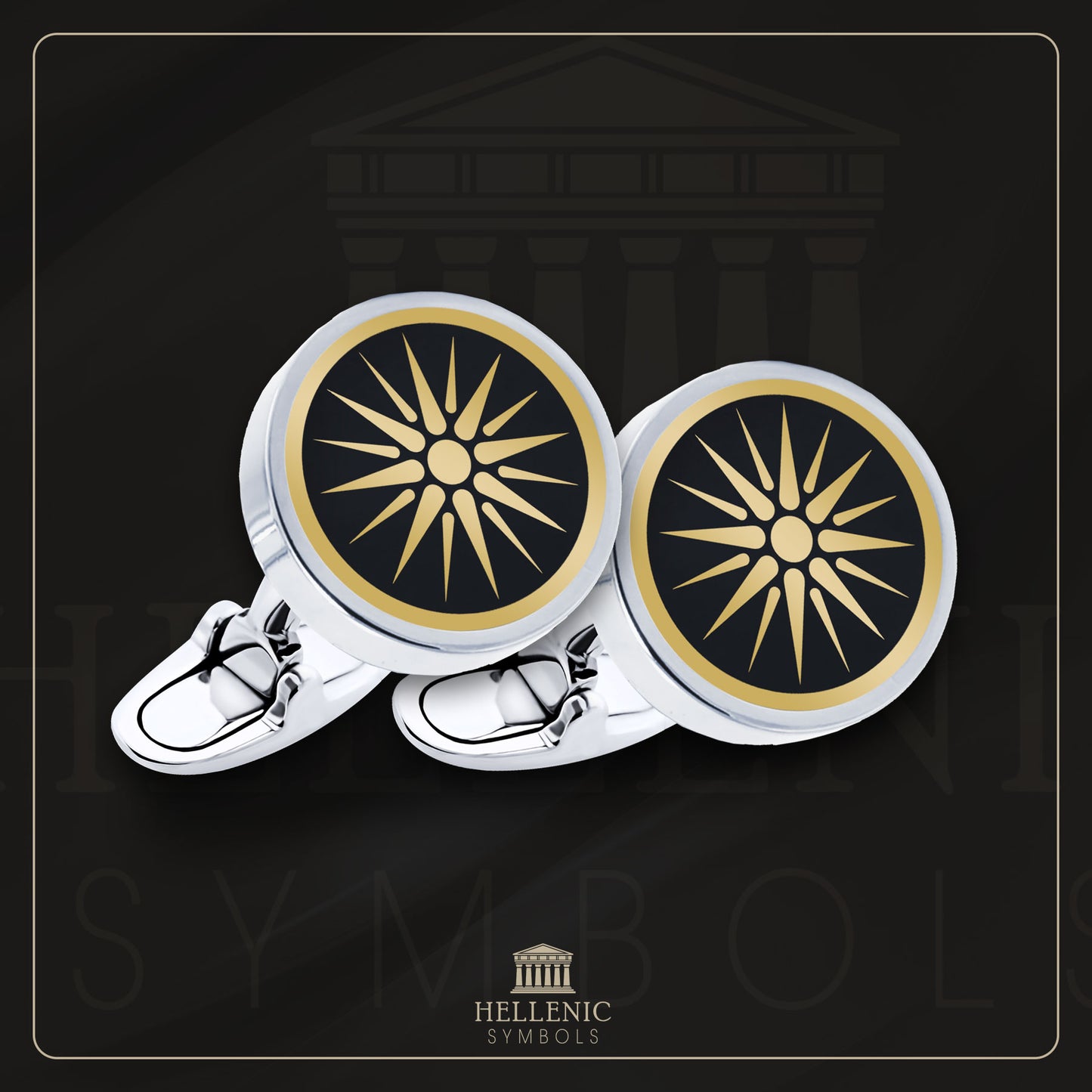 Vergina Sun / 925 silver Cufflinks with enamel