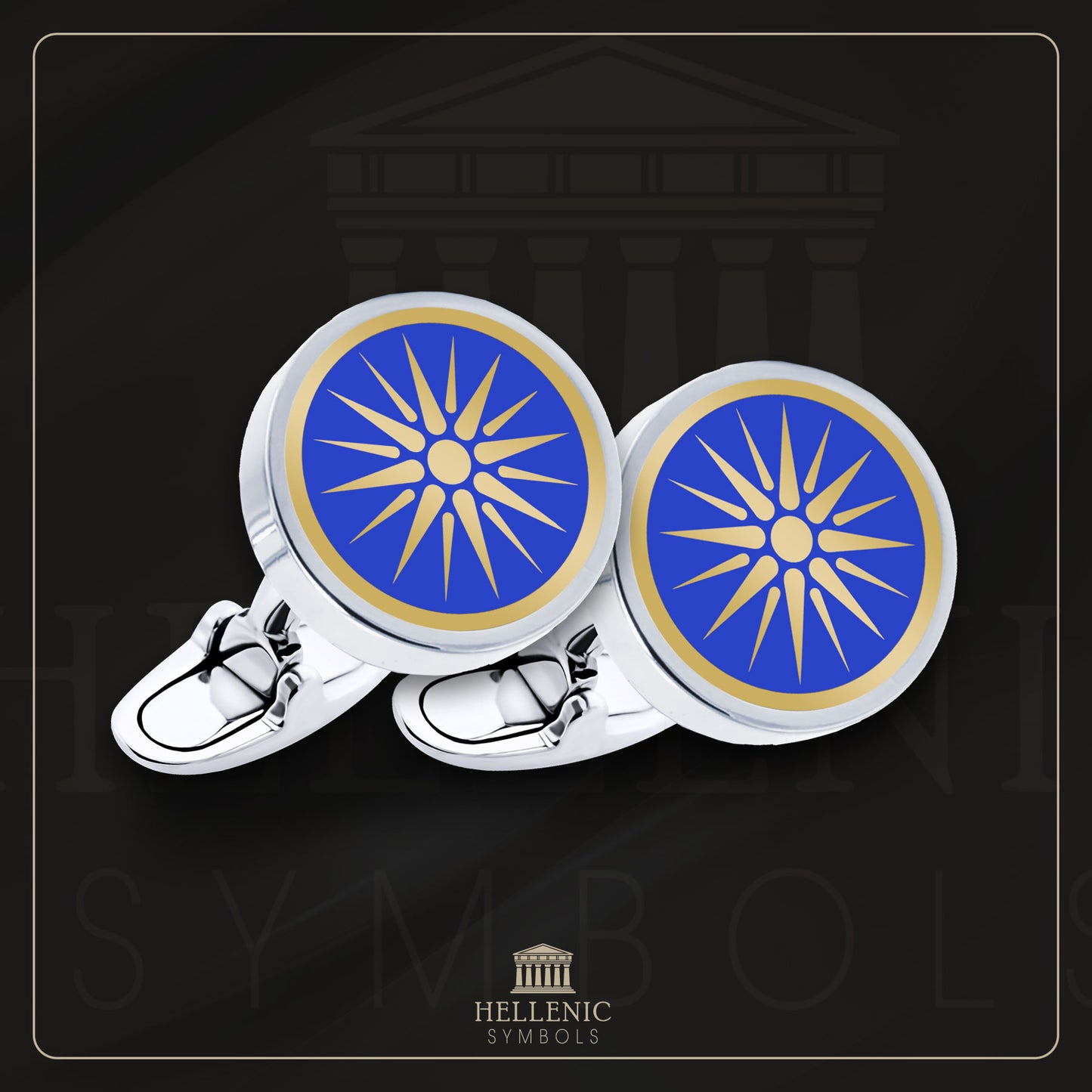 Vergina Sun / 925 silver Cufflinks with enamel