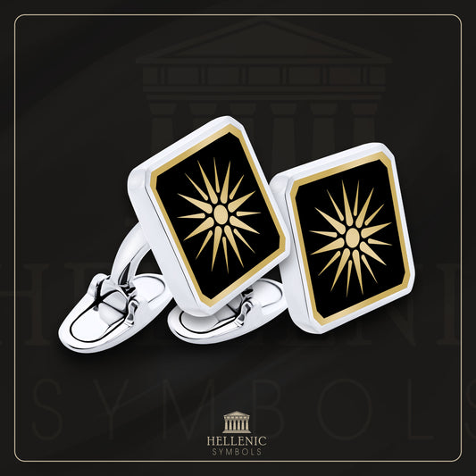 Vergina Sun / 925 silver Cufflinks with enamel