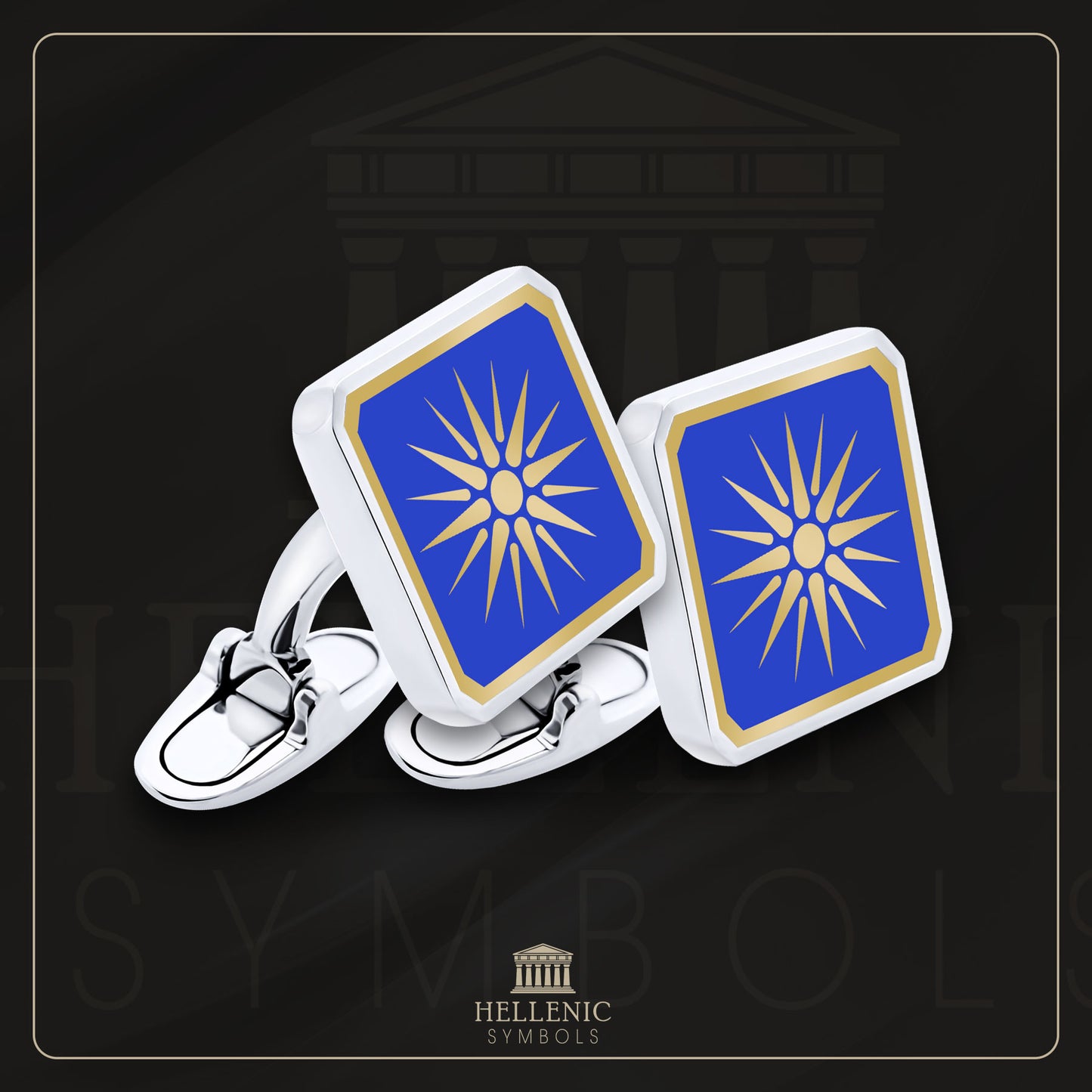 Vergina Sun / 925 silver Cufflinks with enamel