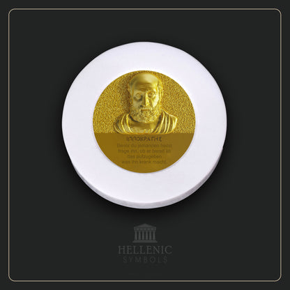 HIPPOCRATES QUOTE 3D 1 (German) / Alabaster with Brass