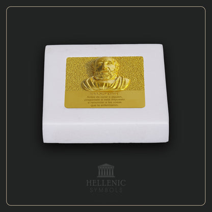 HIPPOCRATES QUOTE 3D 1 (Spanish) / Alabaster with Brass