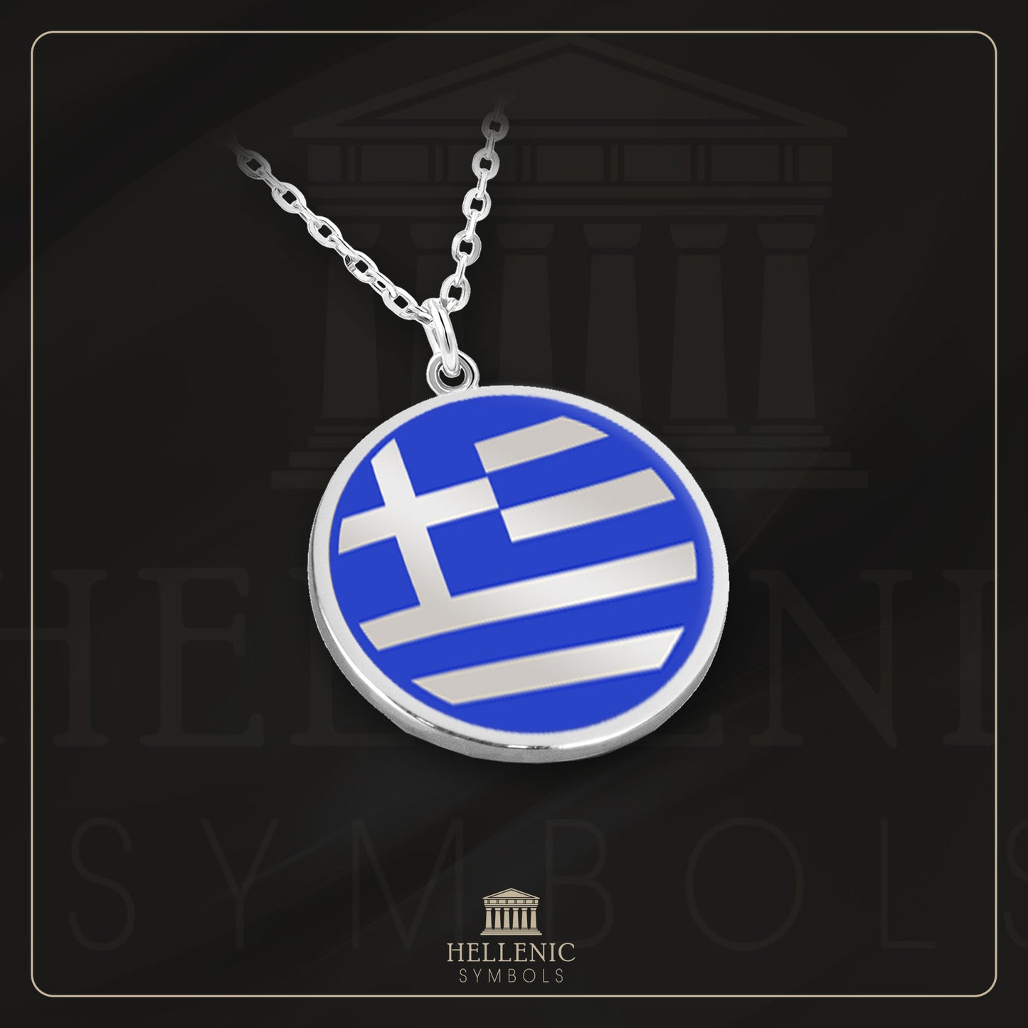 Greek flag (1978 - today) / 925 silver Necklace with enamel