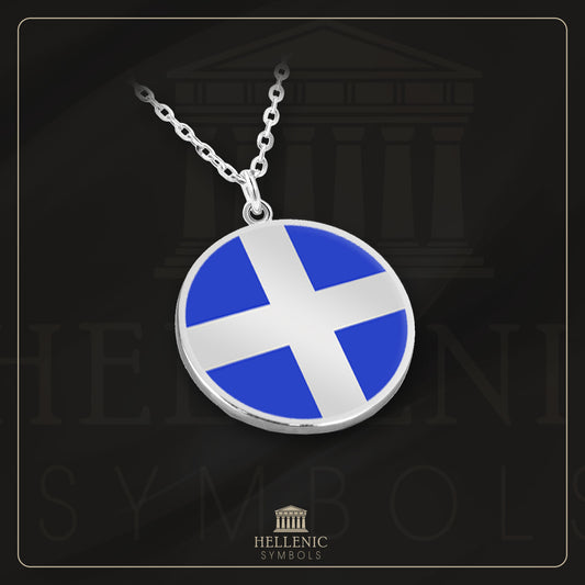 Old Greek flag (1822 - 1969) / 925 silver Necklace with enamel