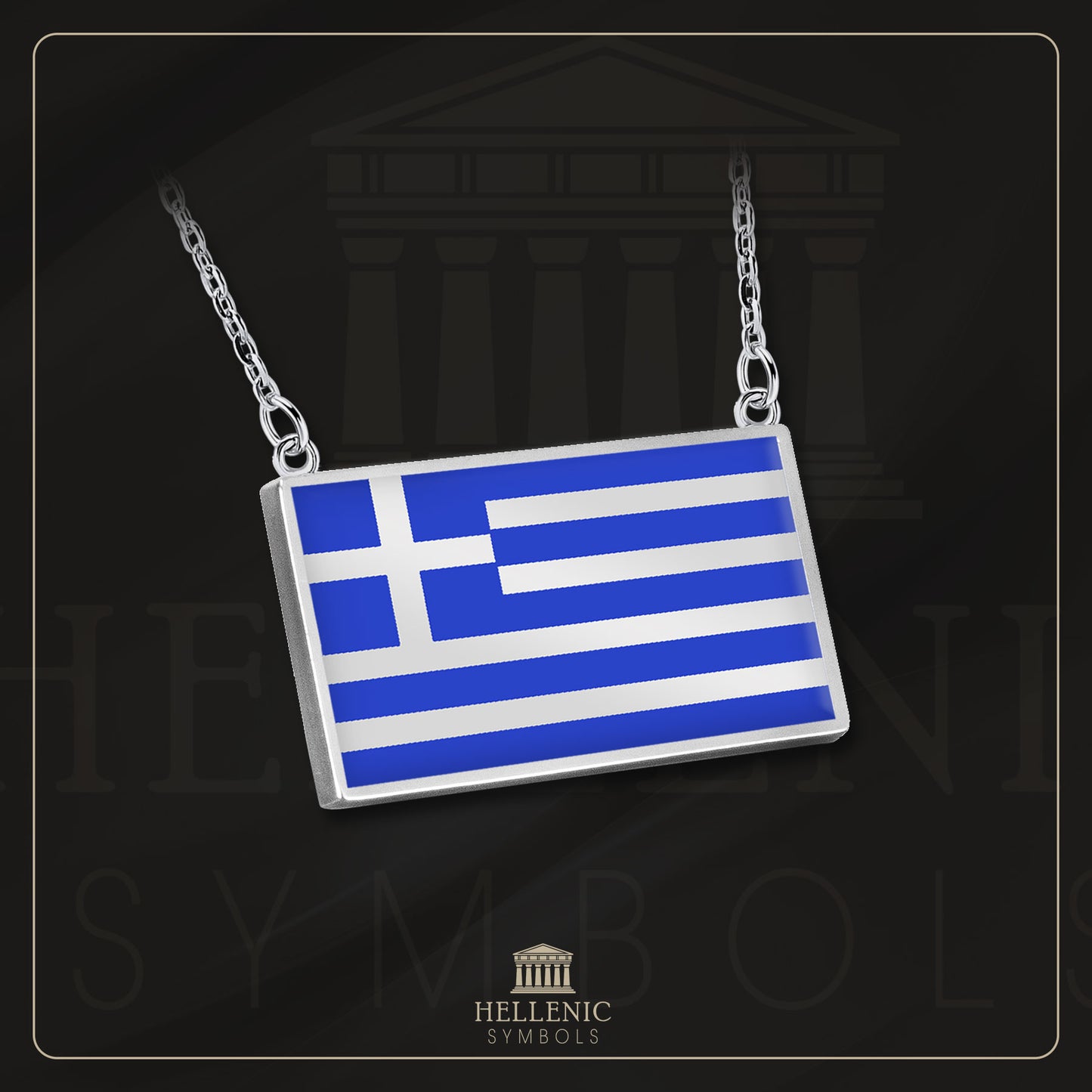 Greek flag (1978 - today) / 925 silver Necklace with enamel