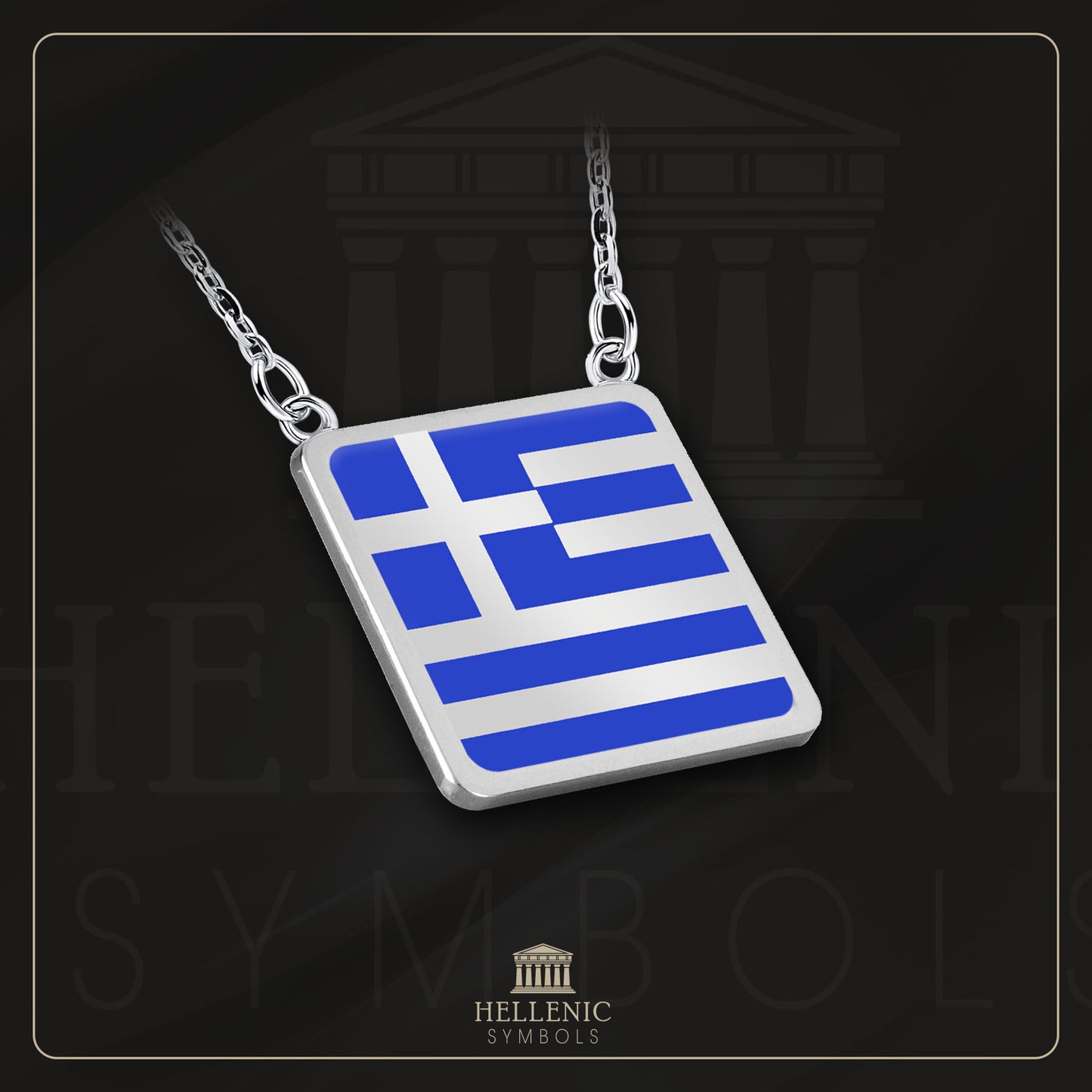 Greek flag (1978 - today) / 925 silver Necklace with enamel