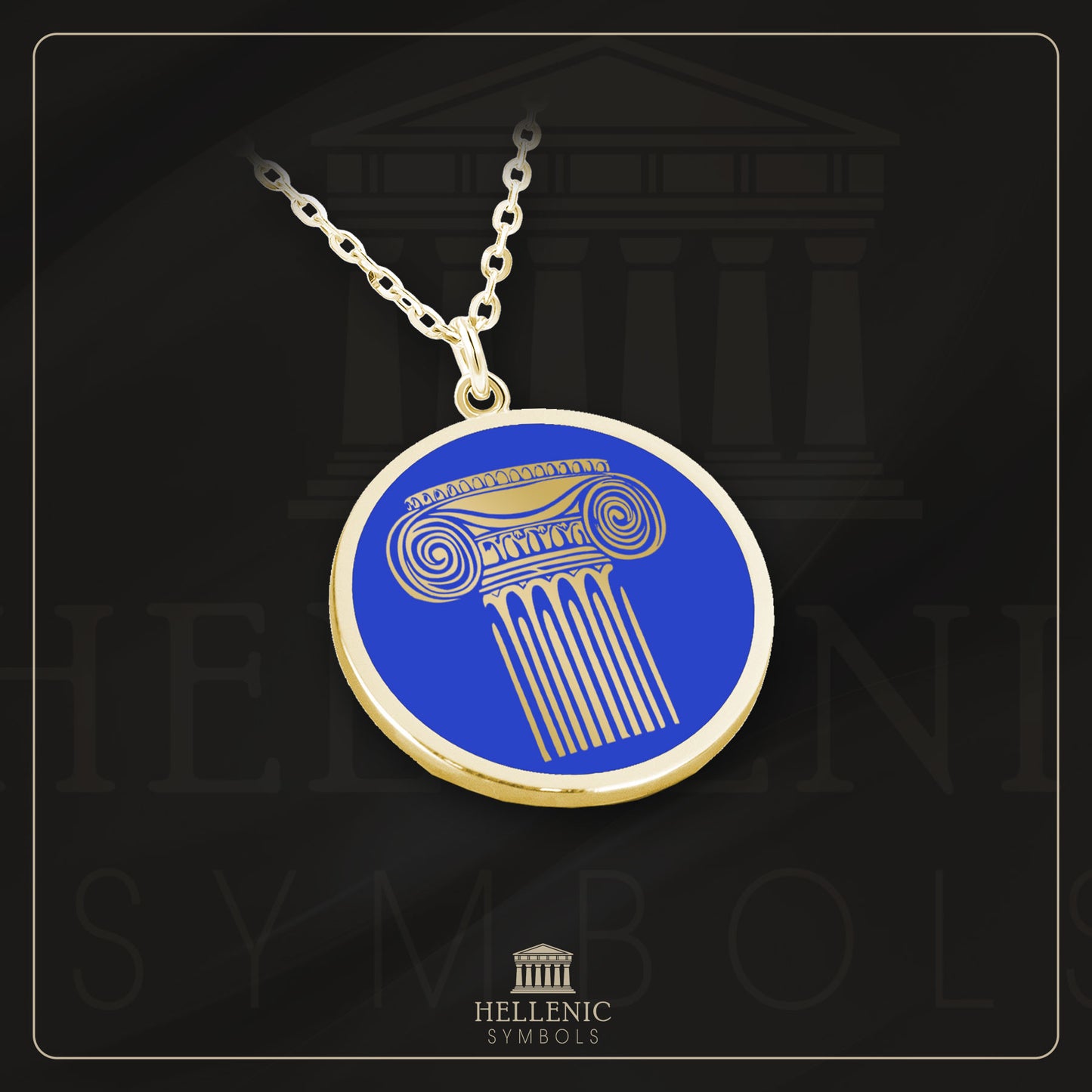 Ionic Column / 925 silver Necklace with enamel