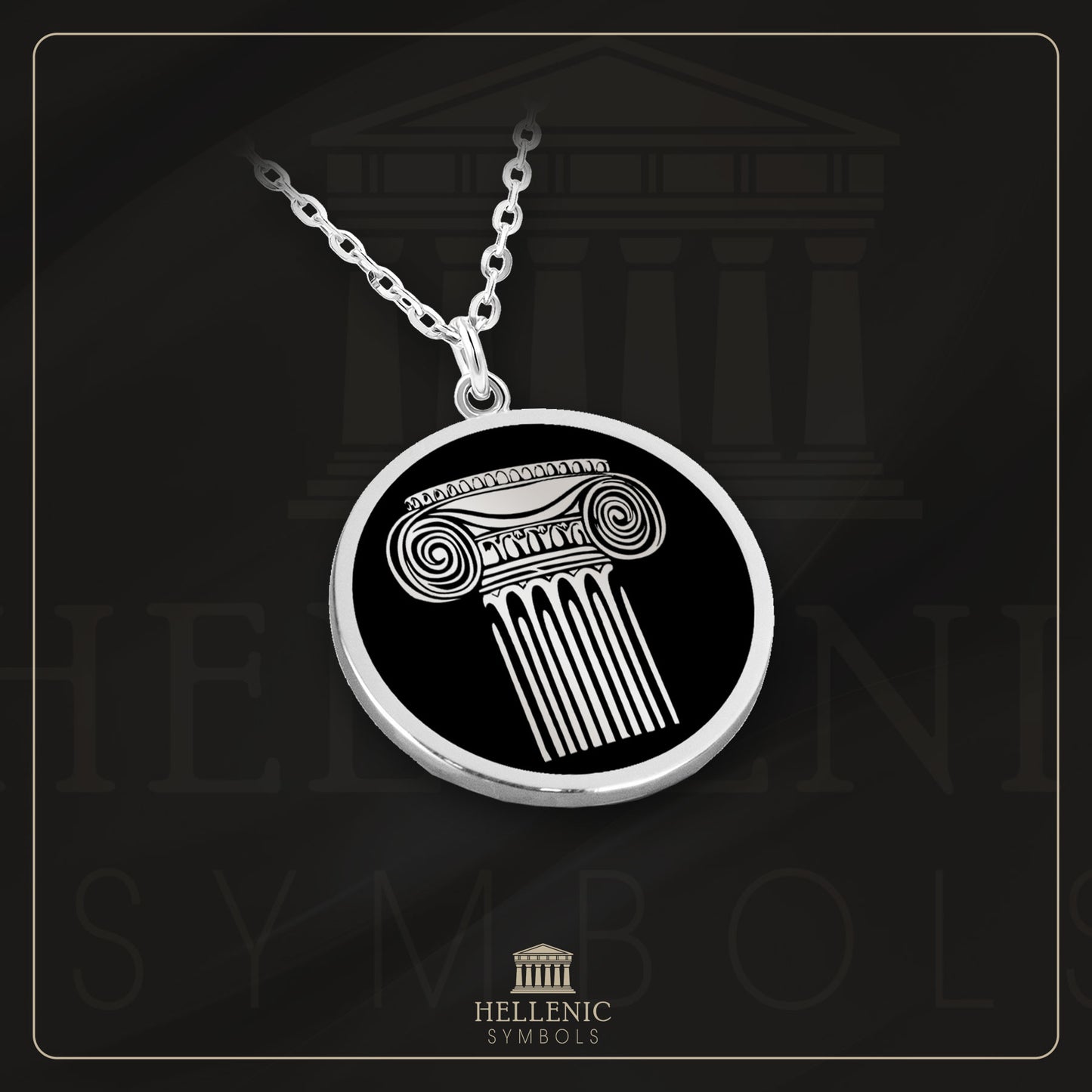 Ionic Column / 925 silver Necklace with enamel