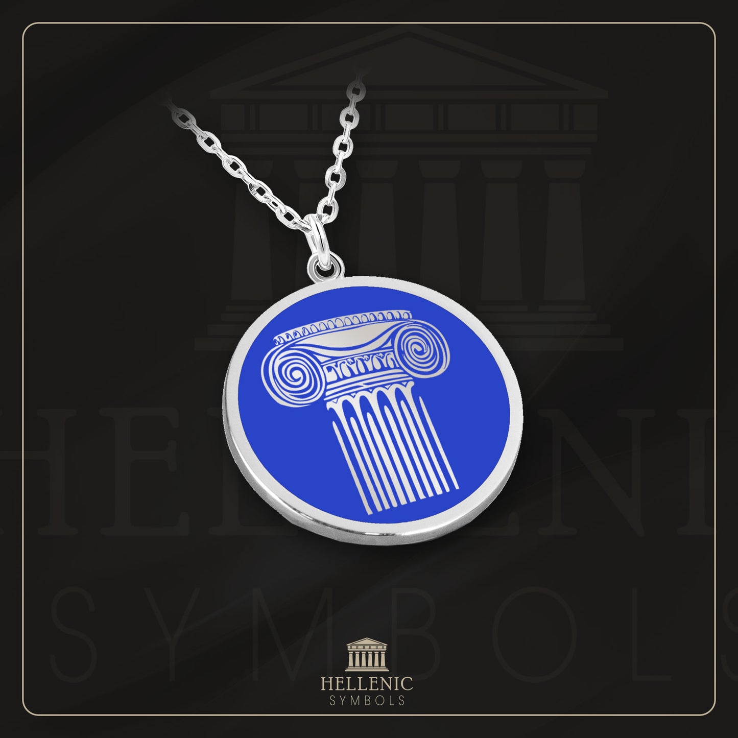 Ionic Column / 925 silver Necklace with enamel