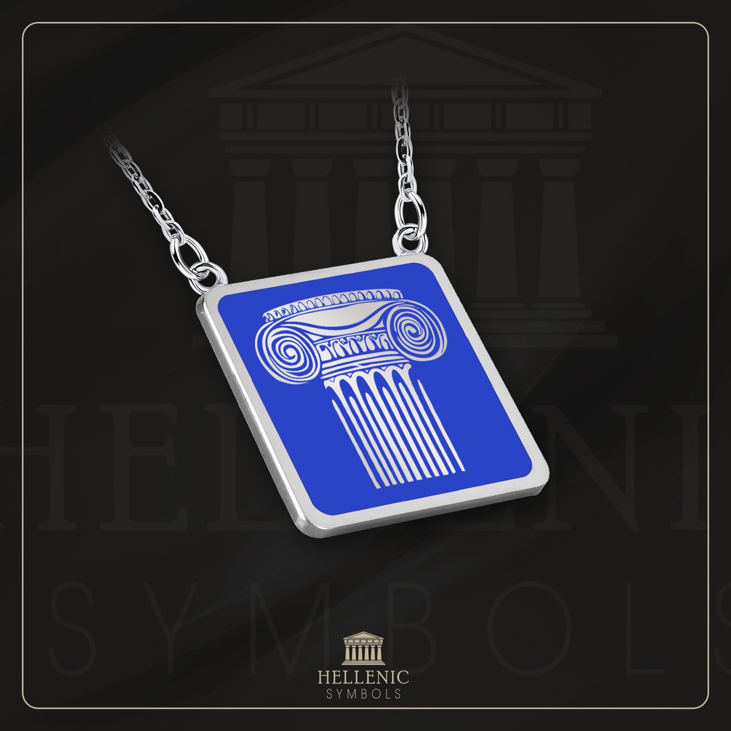 Ionic Column / 925 silver Necklace with enamel