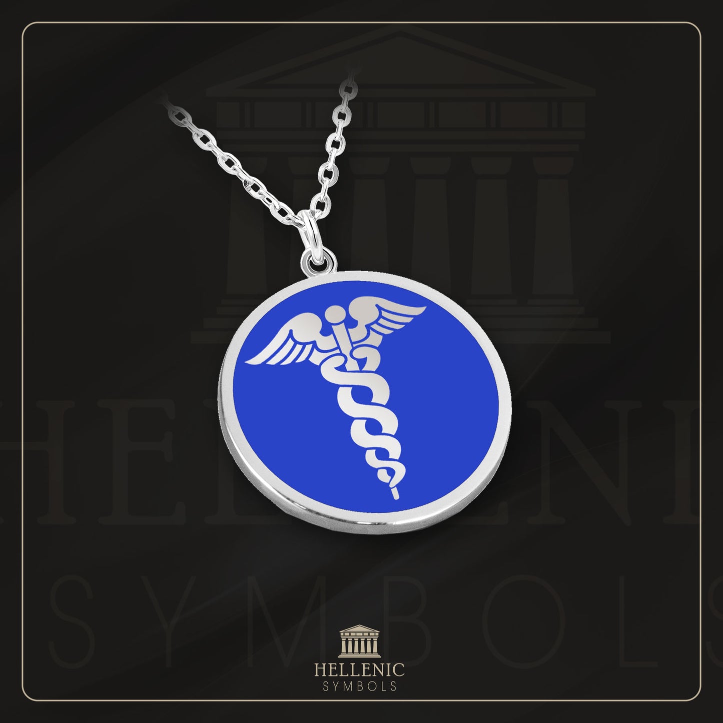 Caduceus / 925 silver Necklace with enamel