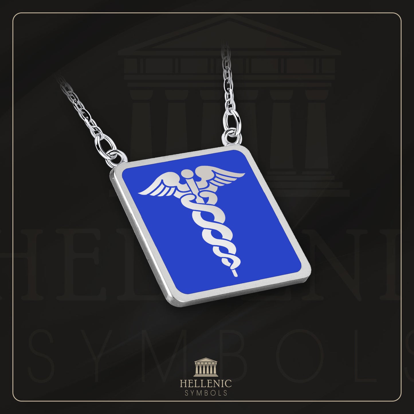 Caduceus / 925 silver Necklace with enamel