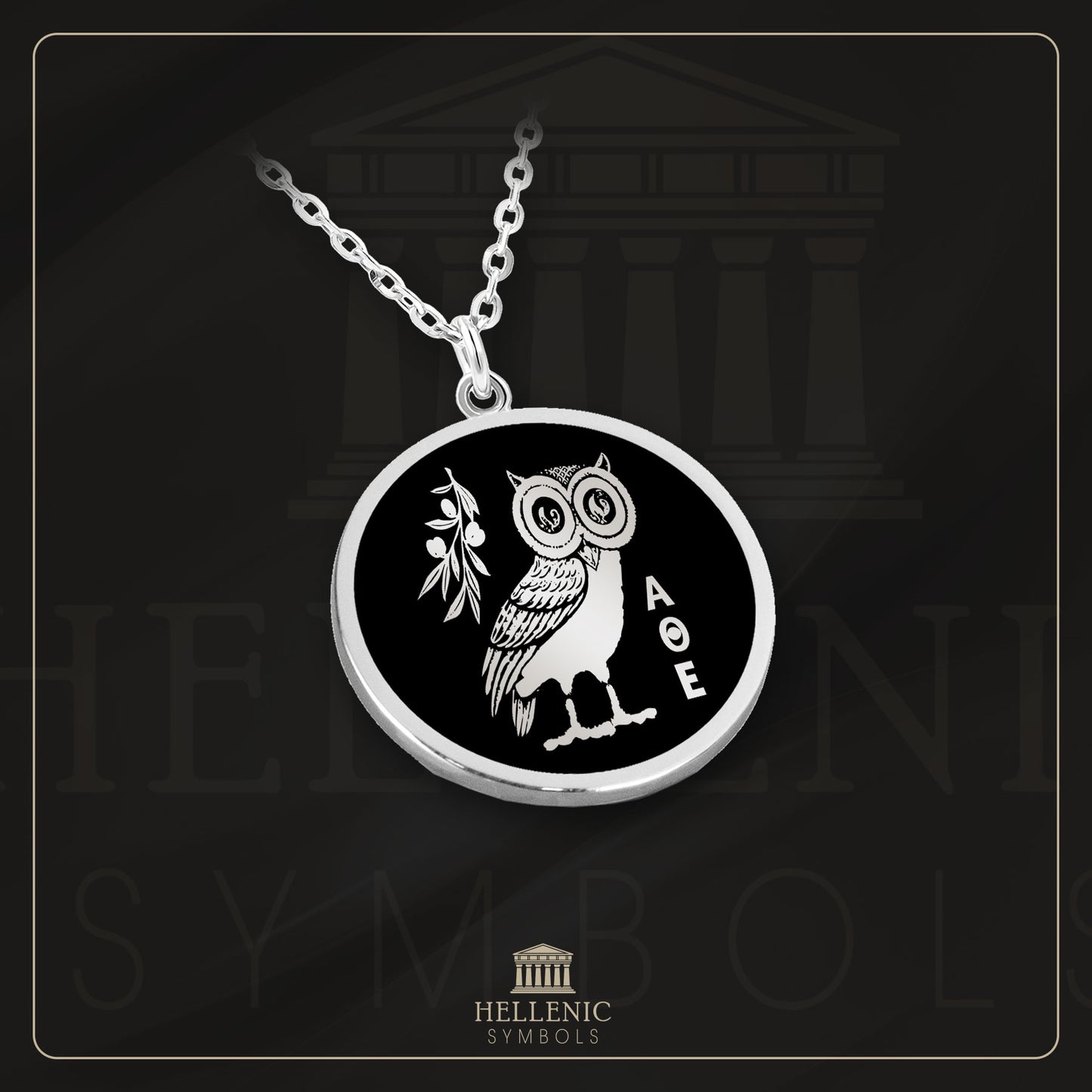 Owl / 925 silver Necklace with enamel