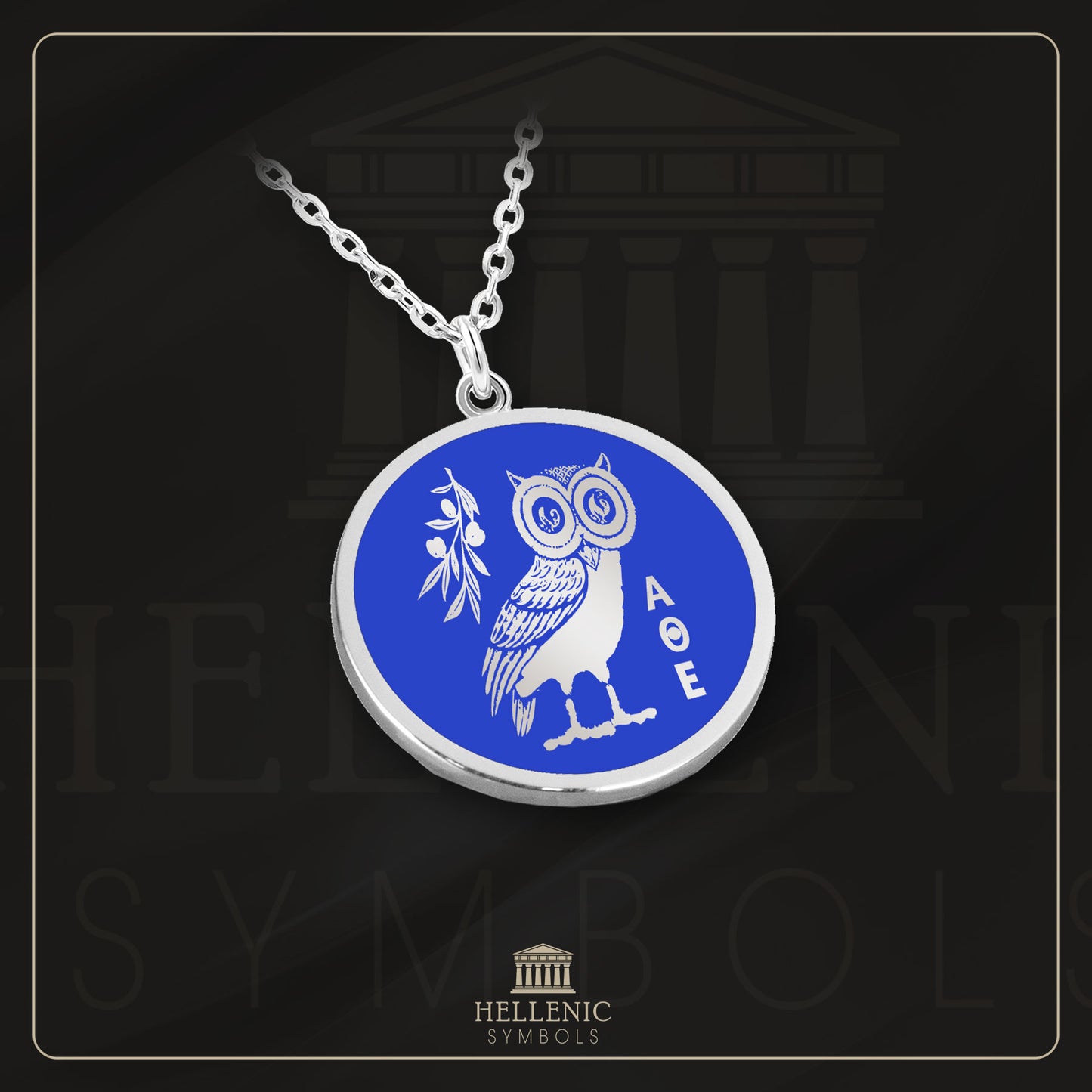 Owl / 925 silver Necklace with enamel