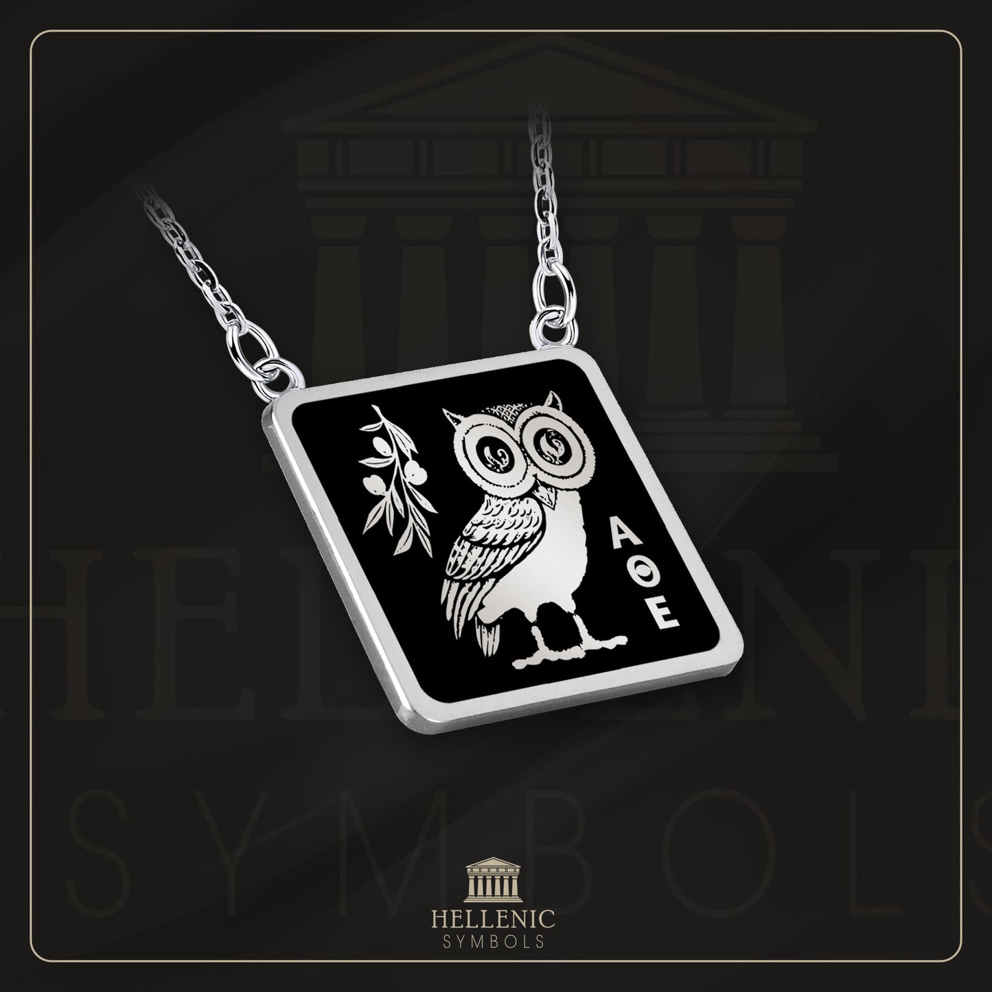 Owl / 925 silver Necklace with enamel