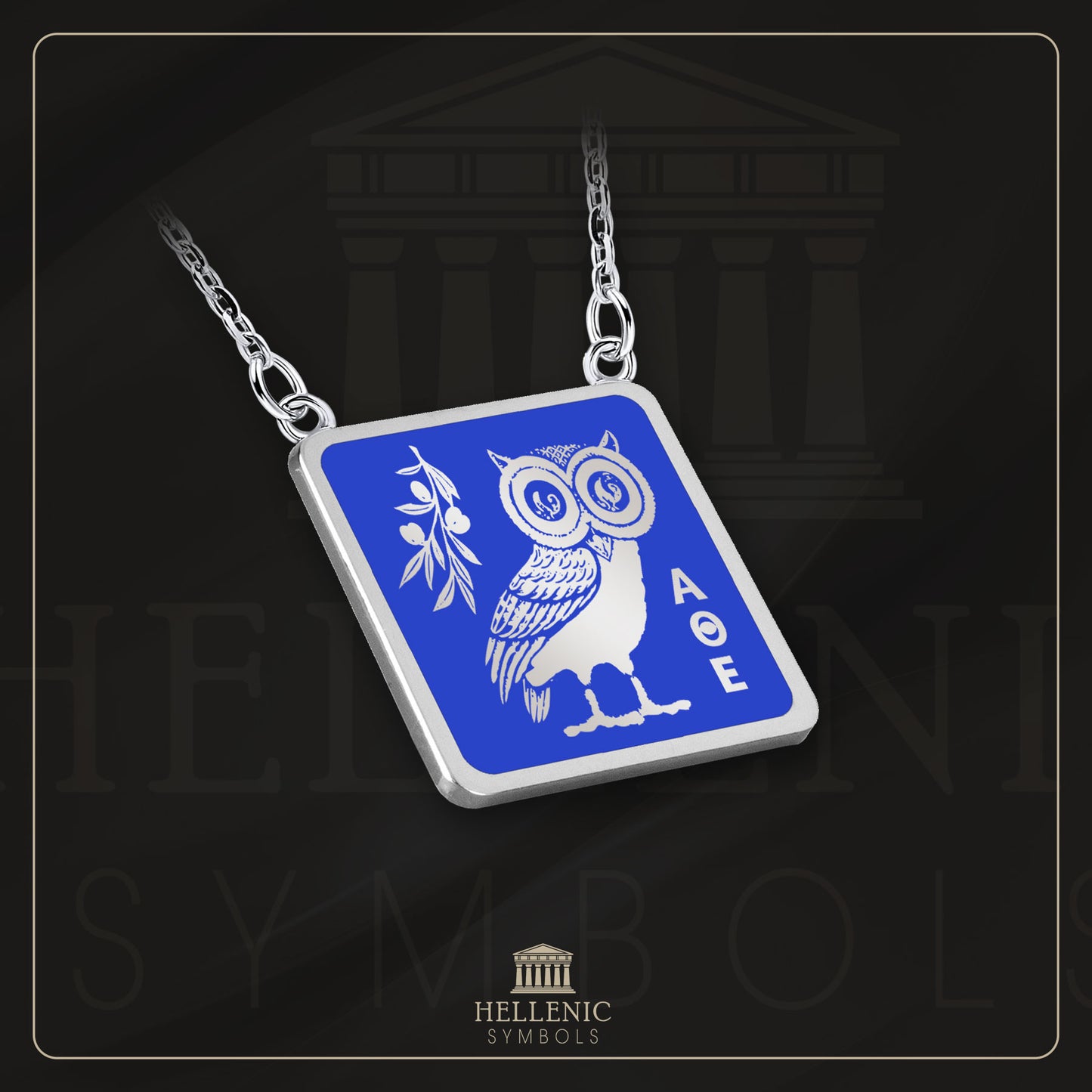 Owl / 925 silver Necklace with enamel