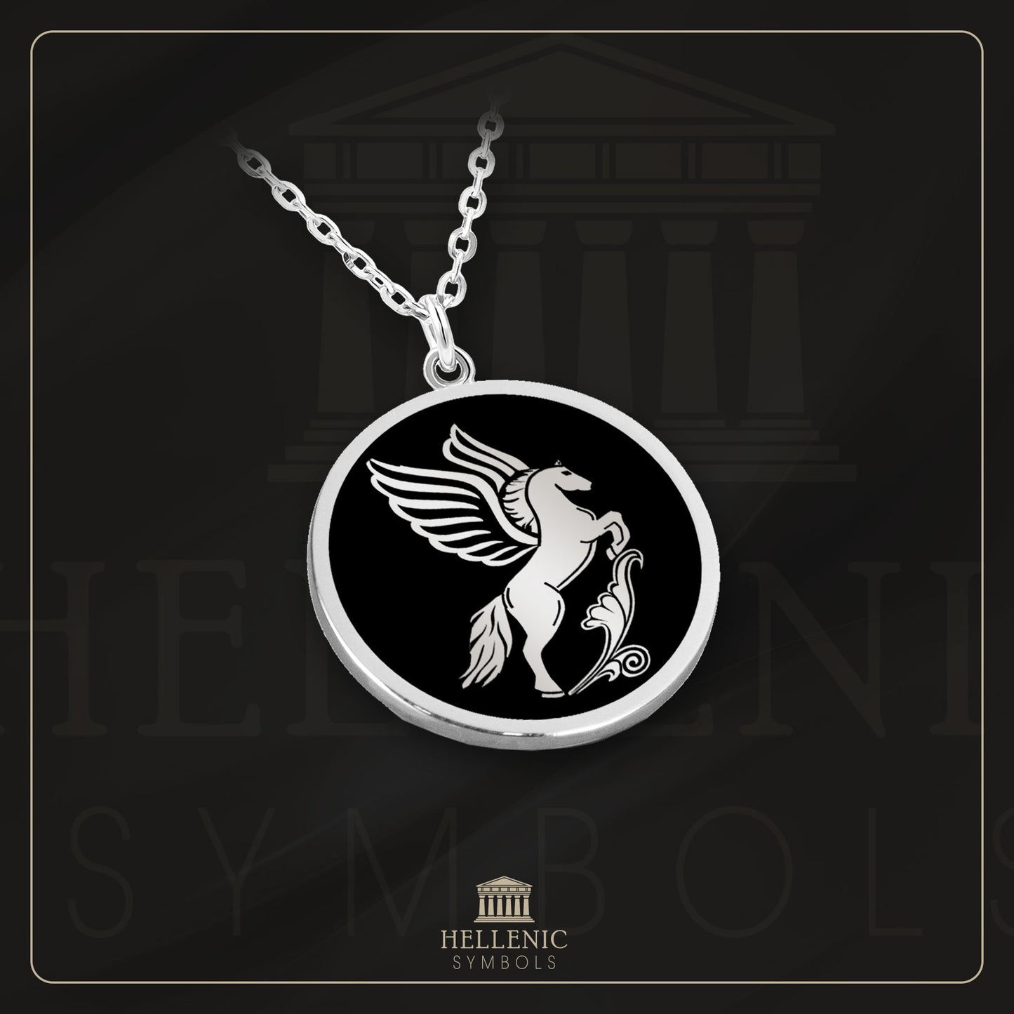 Pegasus / 925 silver Necklace with enamel