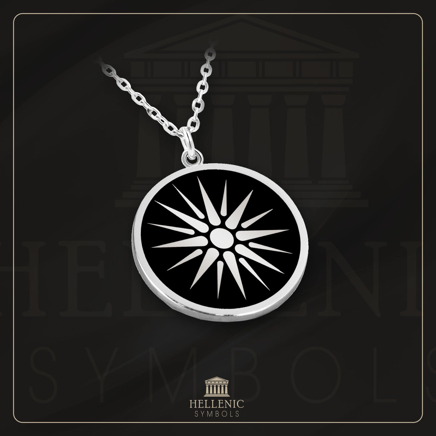 Vergina Sun / 925 silver Necklace with enamel