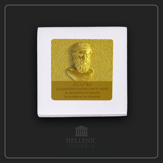 PLATO QUOTE 3D 2 (French) / Alabaster with Brass