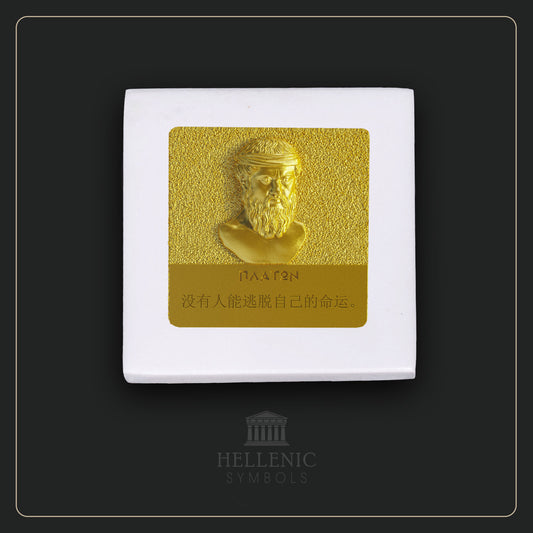 PLATO QUOTE 3D 3 (Chinese) / Alabaster with Brass