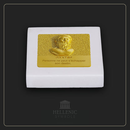 PLATO QUOTE 3D 3 (French) / Alabaster with Brass