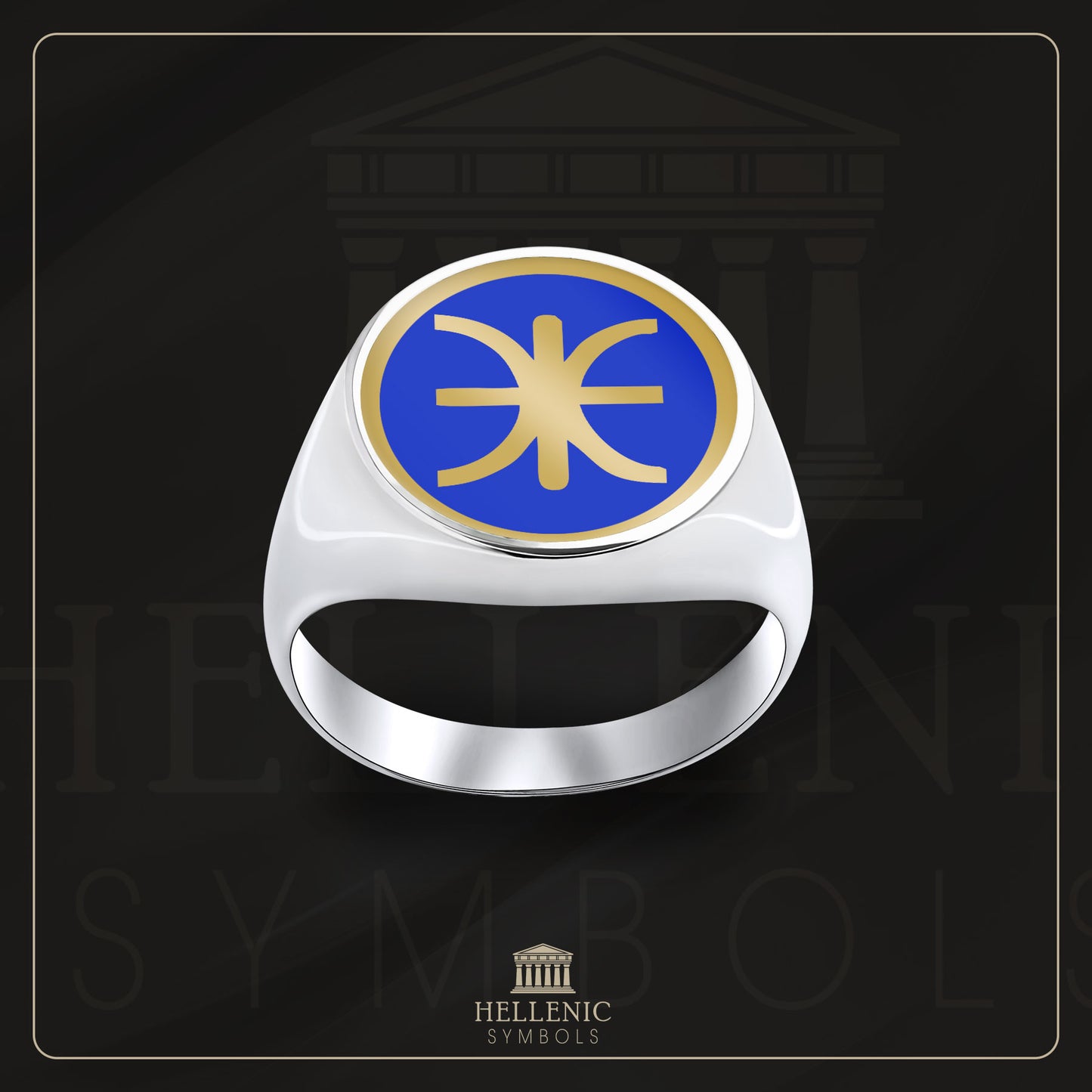 Delphic Epsilon / 925 silver Ring with enamel