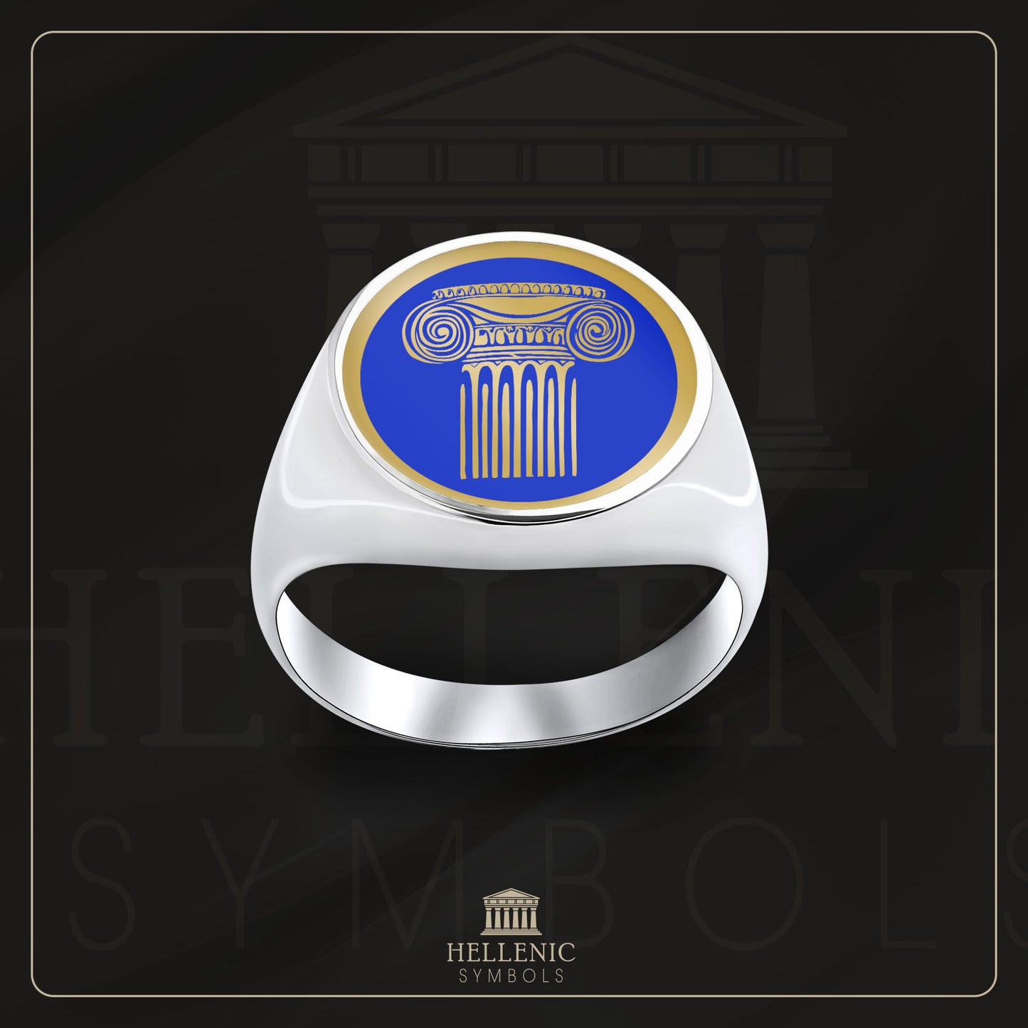 Ionic Column / 925 silver Ring with enamel