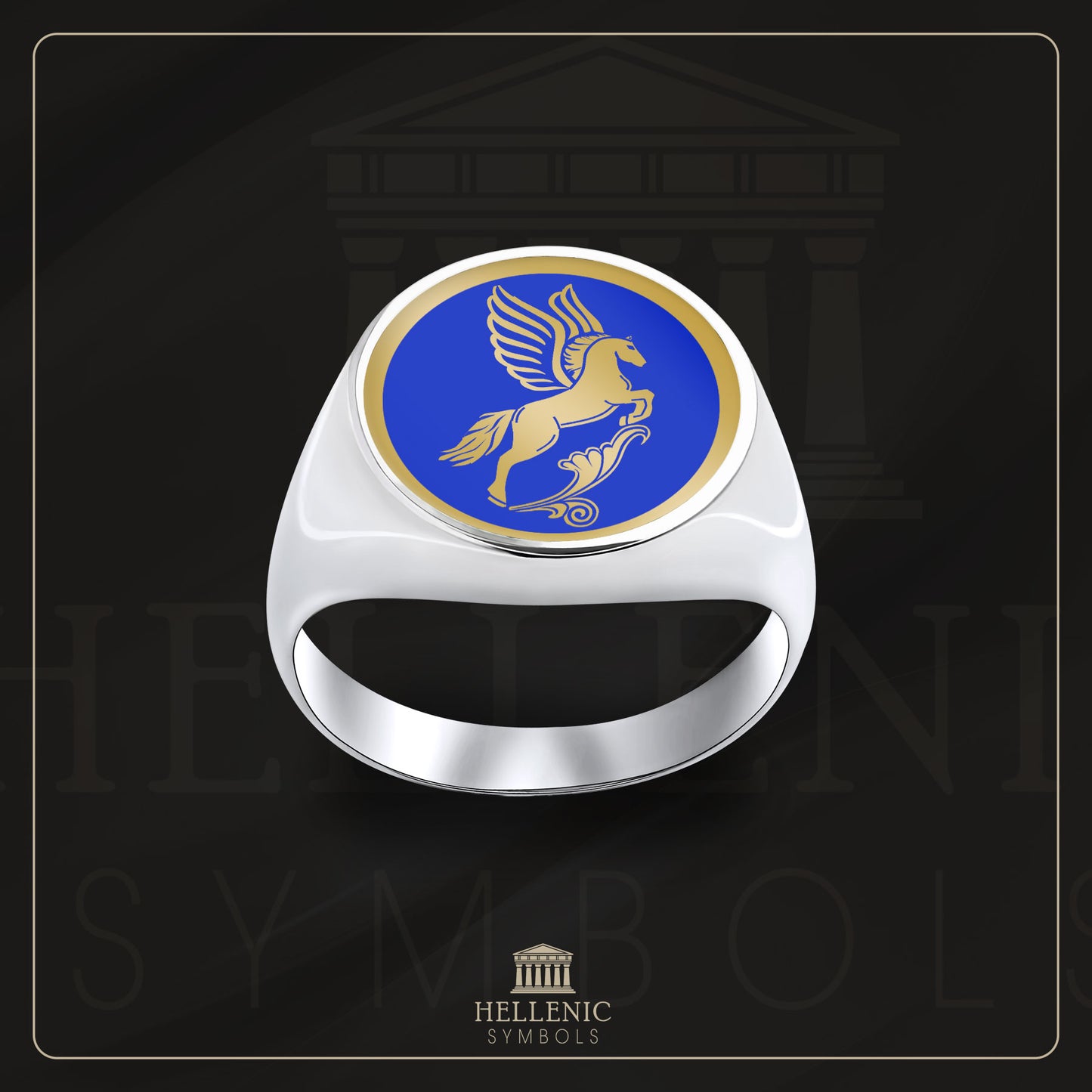 Pegasus / 925 silver Ring with enamel