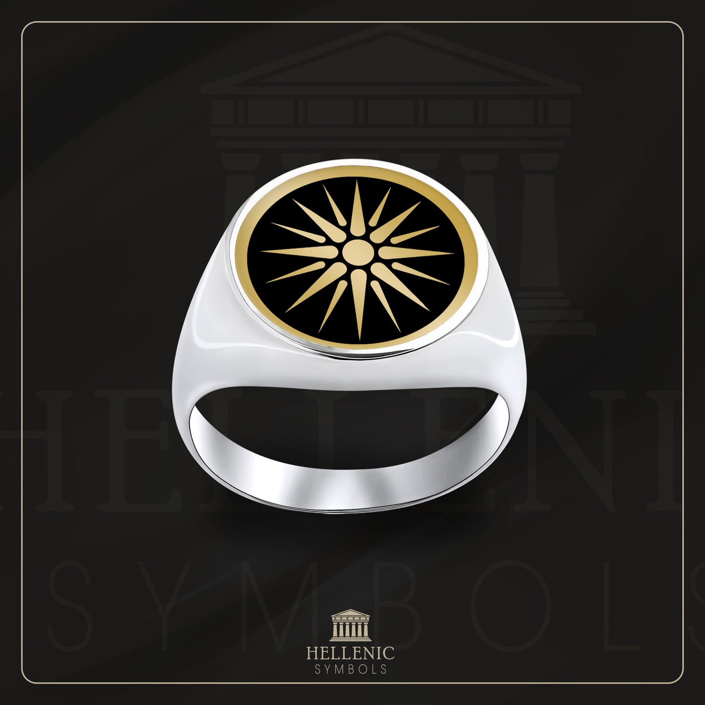 Vergina Sun / 925 silver Ring with enamel