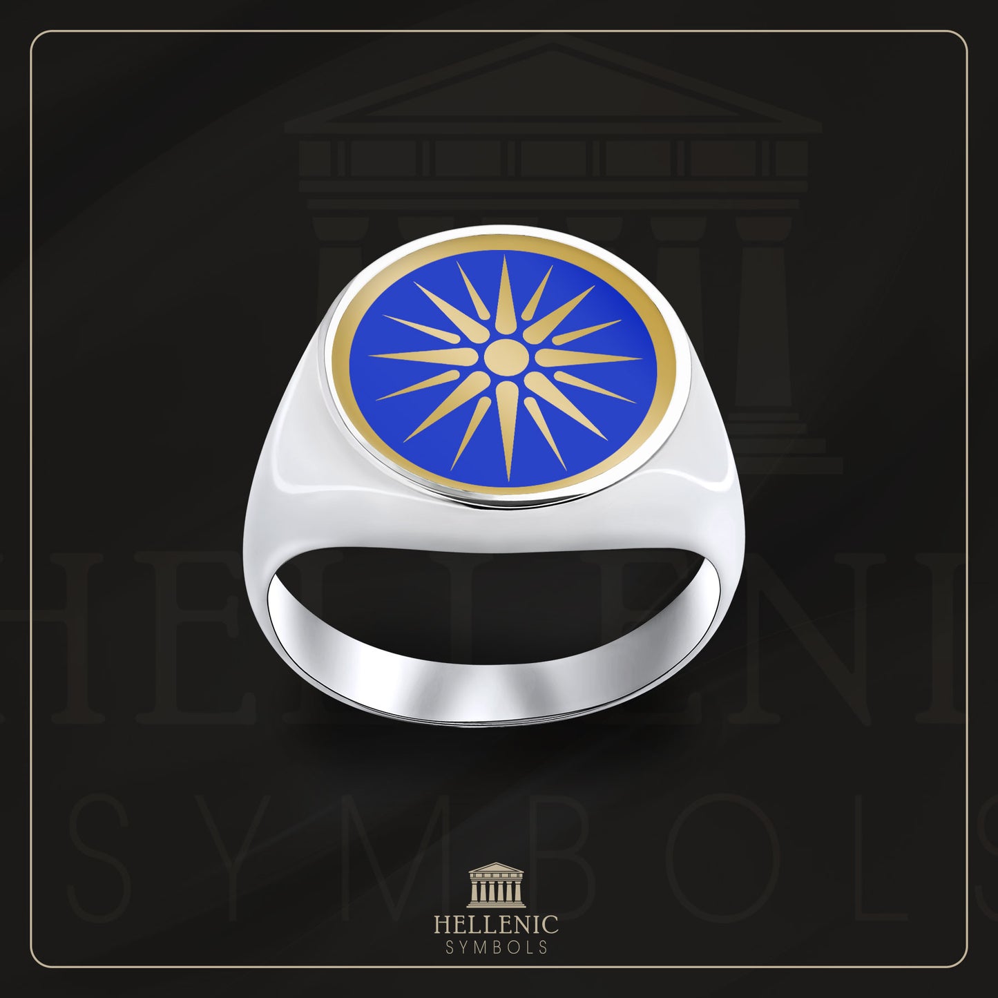 Vergina Sun / 925 silver Ring with enamel