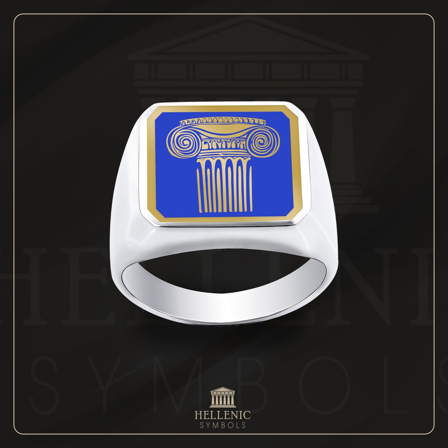 Ionic Column / 925 silver Ring with enamel