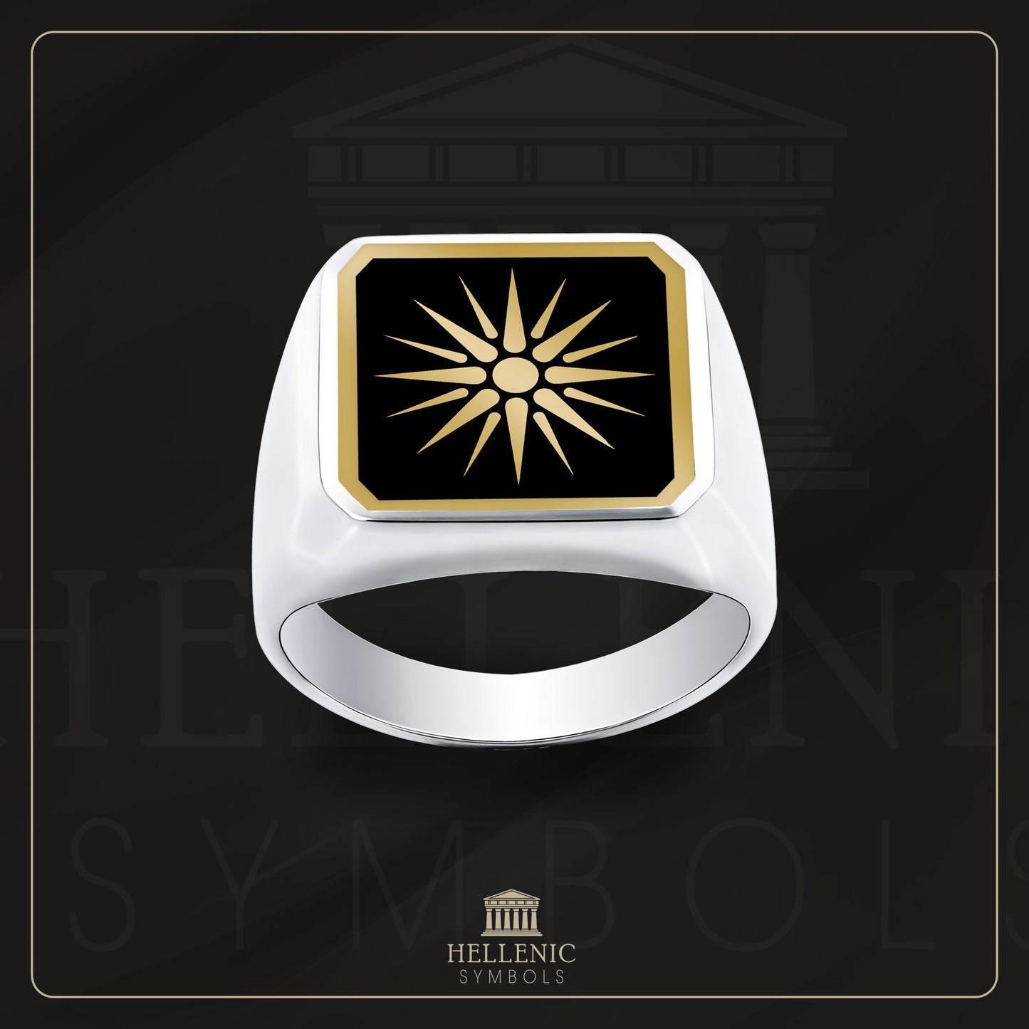 Vergina Sun / 925 silver Ring with enamel