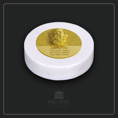 SOCRATES QUOTE 3D 1 (English) / Alabaster with Brass