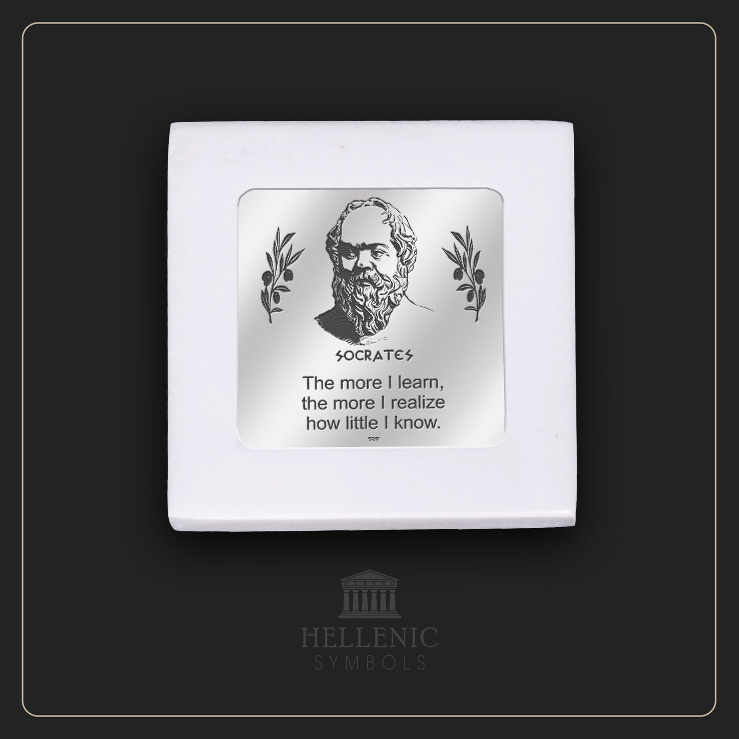 SOCRATES QUOTE 1 (English) / Alabaster with Silver 925