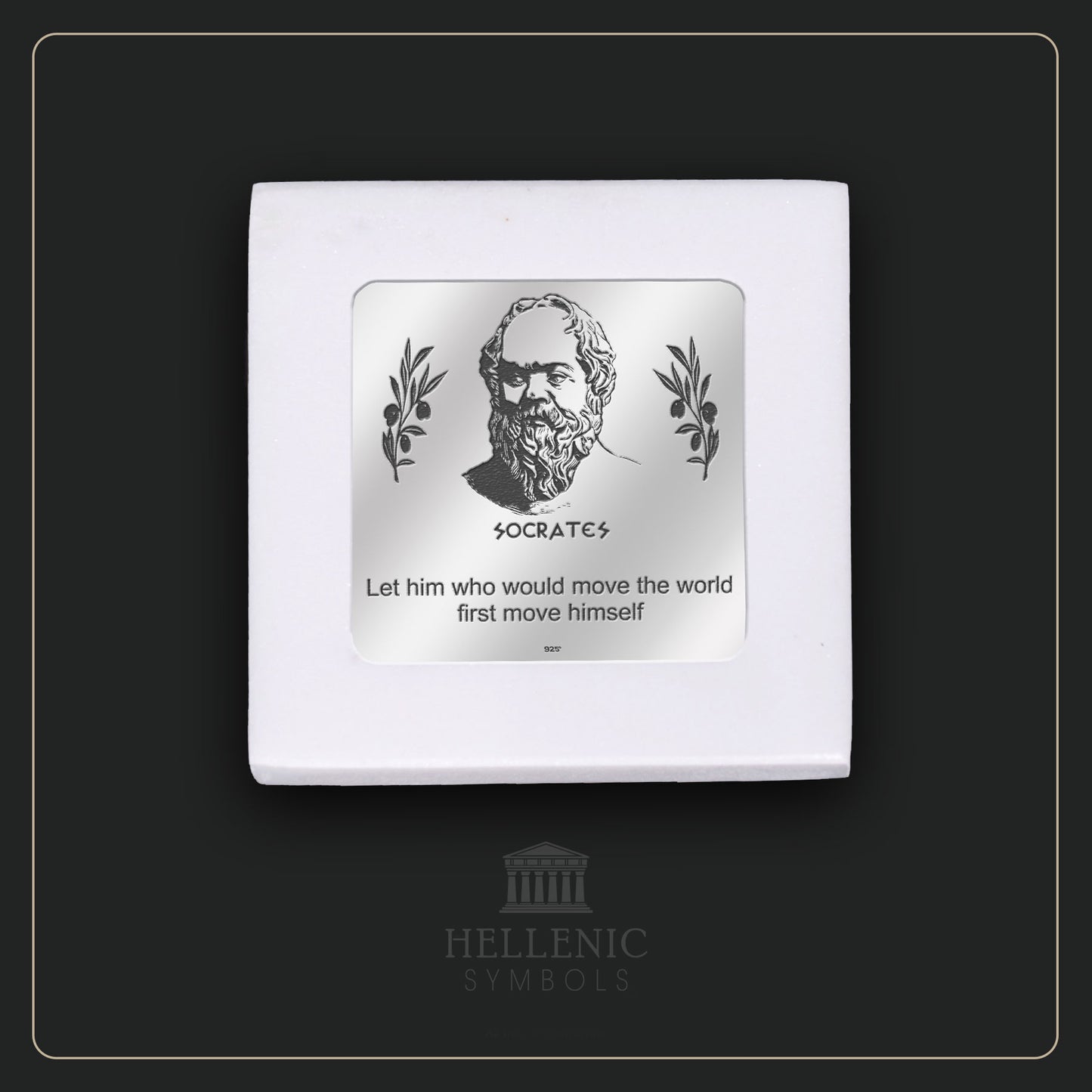 SOCRATES QUOTE 3 (English) / Alabaster with Silver 925