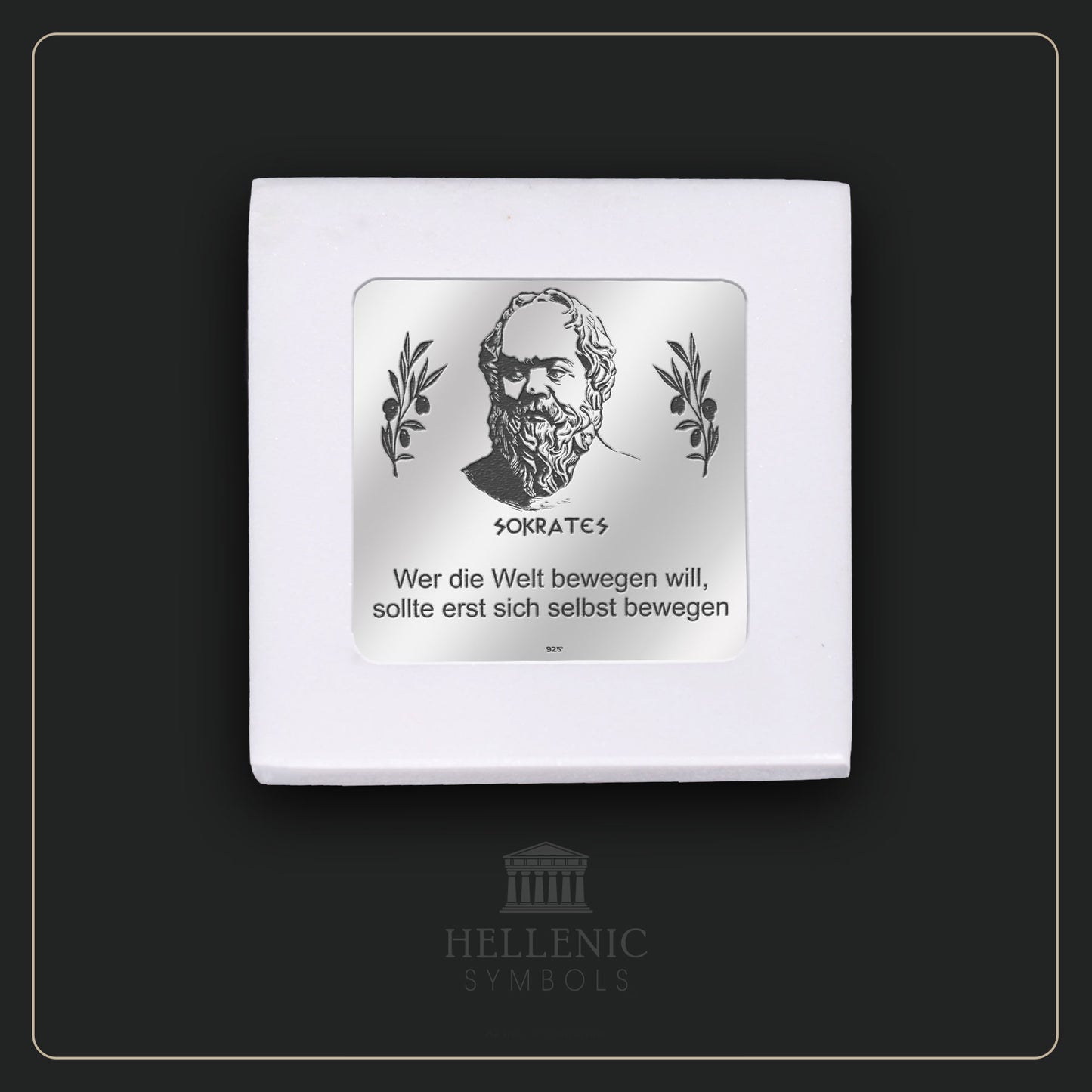 SOCRATES QUOTE 3 (German) / Alabaster with Silver 925